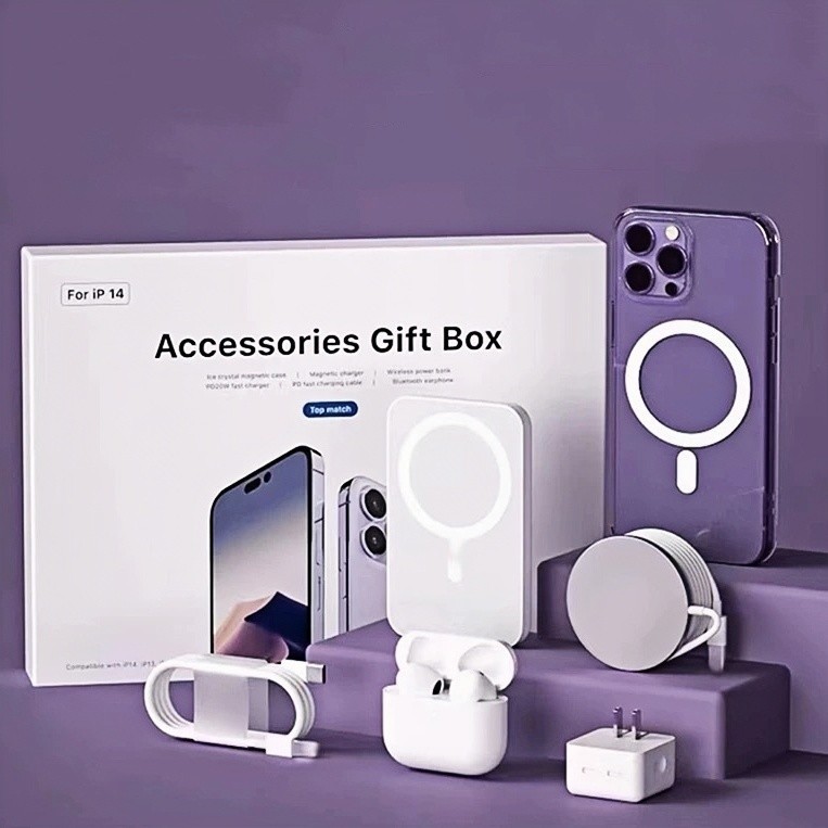 Kit 6 Peças Carregador para iPhone 13/14/15 Pro e Max – Carregador Sem Fio, Cabo de Dados e Compatível com AirPods P2