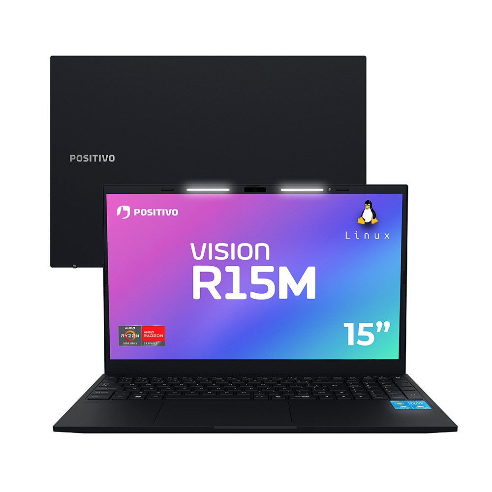 Notebook Positivo Vision R15 AMD Ryzen 7-5825U Linux 8GB RAM 512GB SSD 15.6” Full HD IPS Lumina Bar