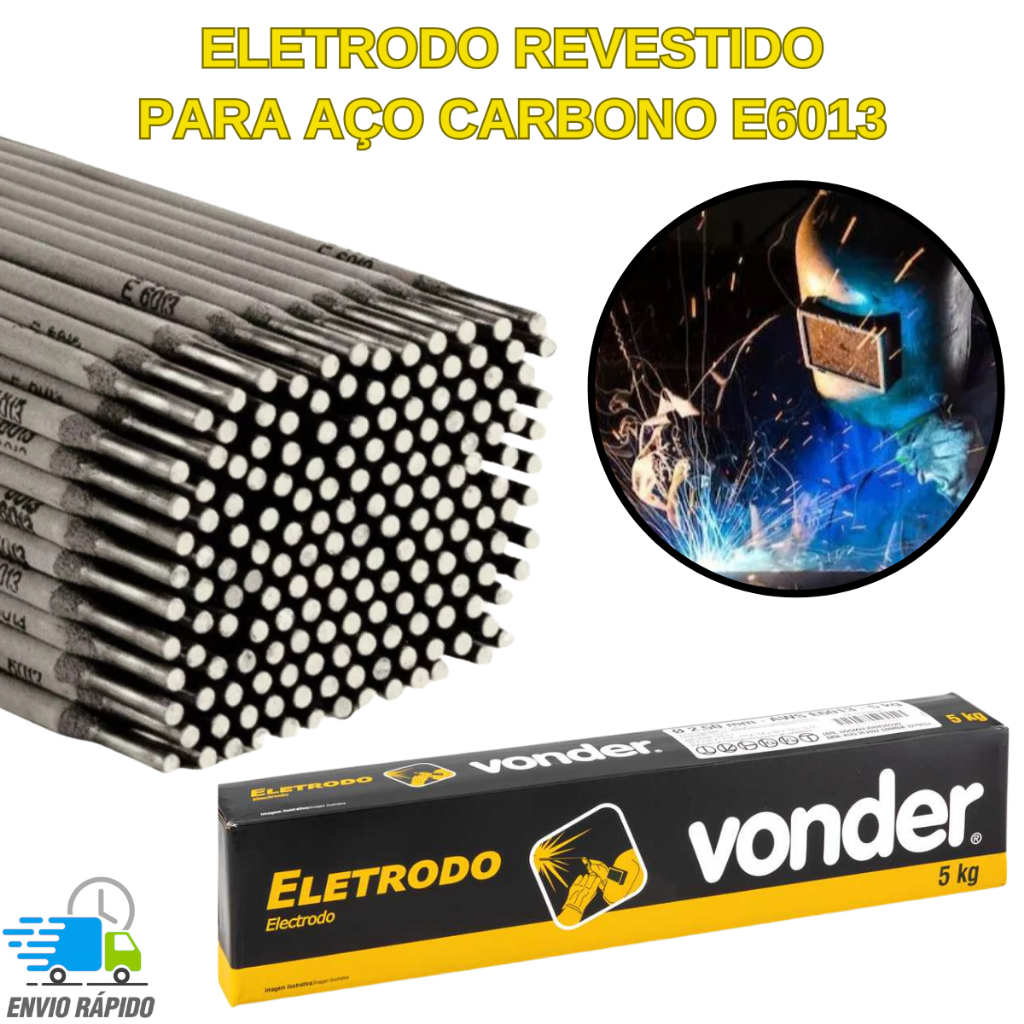 Eletrodo Serralheiro revestido 6013 2,5mm Profissional Original Vonder Solda Aço carbono