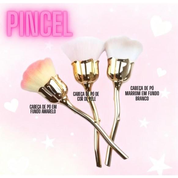 Pincel Rosa 3 em 1 Espanador Multifuncional para Maquiagem, Blush e Acabamento de Unhas com Precisão