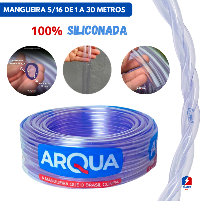 Mangueira De Nivel 5/16 1,5mm Cristal Siliconada  1Mt a 30Mt