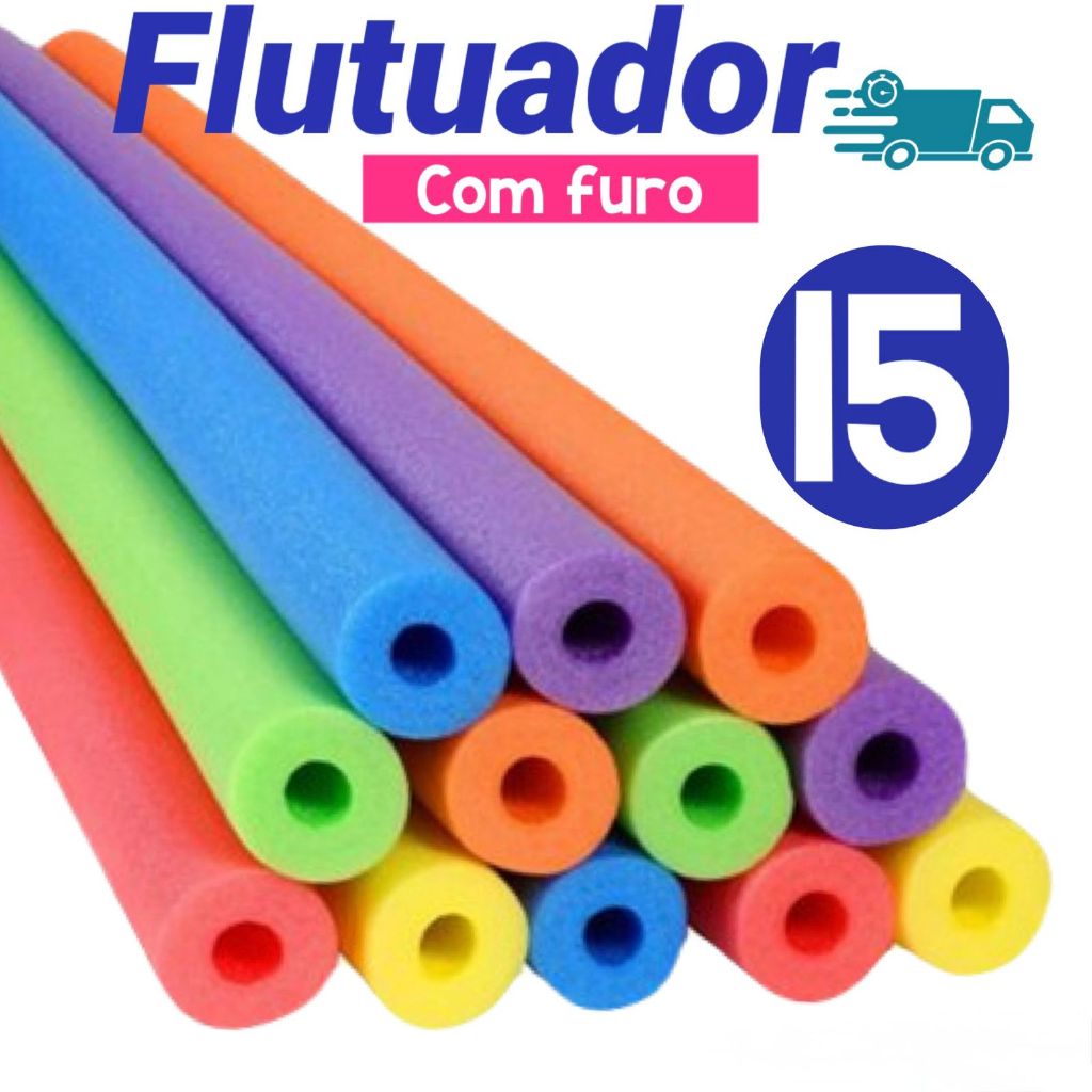 Kit 15 Boias Flutuador Macarrão Espaguete Para Piscina Praia Flutuador Cores Sortidas