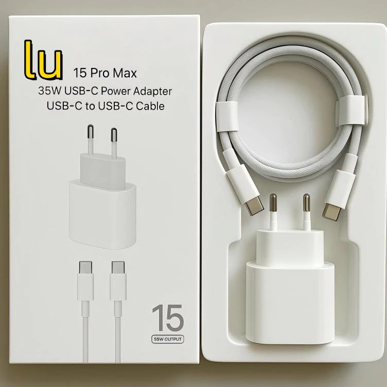 Carregador iPhone 15 e 17 Pro Max 35W Turbo Fonte USB-C + Cabo Tipo-C Tipo C de 1M Lacrado