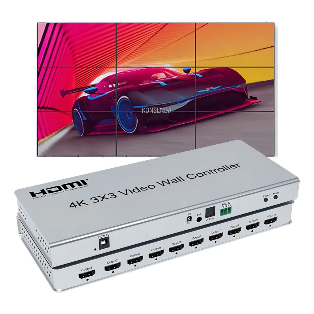 Vídeo Wall Hdmi 3x3 Hdmi 2.0 4k 9 Telas Saida Optica Control