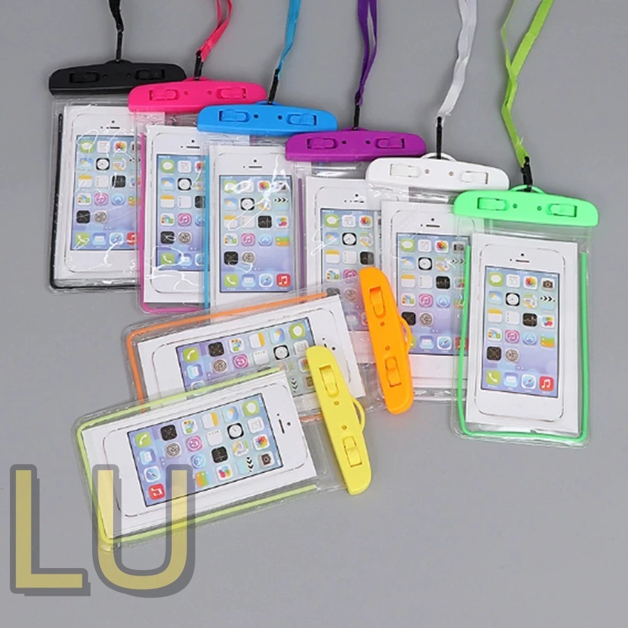 KIT Bolsa universal à prova d'água para celular luminosa em PVC adequada para esportes ao ar livre e natação