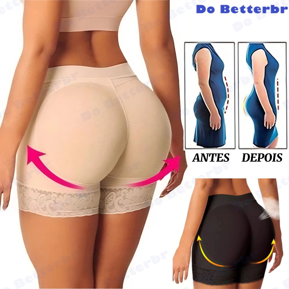 Calcinha Acolchoada Feminina Intensificador De Quadril Preto/Bege S-XL Modelador Sexy Com Acolchoamento Confortável Rou