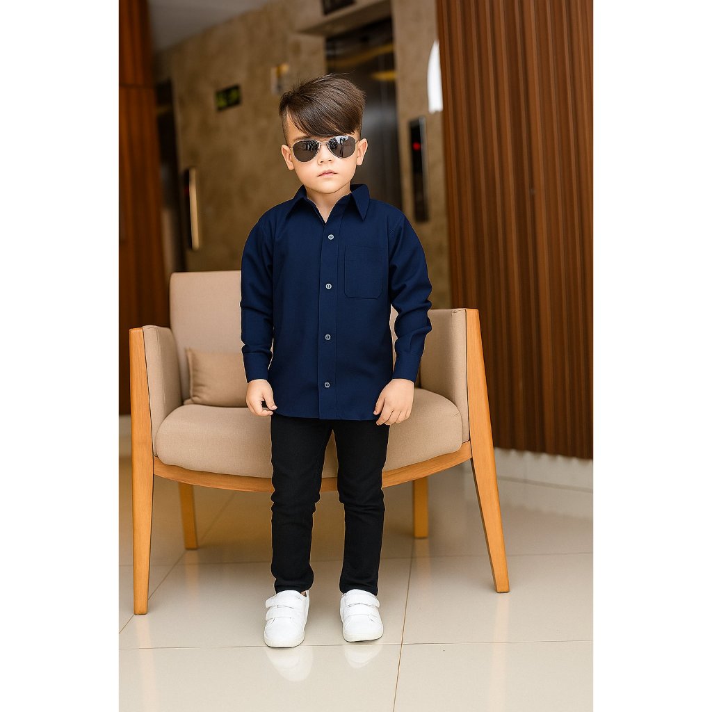 Camisa Social Infantil Lisa Manga Longa De Botão Tecido Que Não Amarrota Varias Cores