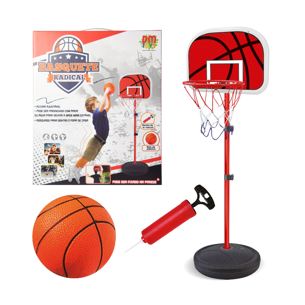 Basquete Radical Altura Regulável 105 139cm DM Toys Brinquedo Infantil