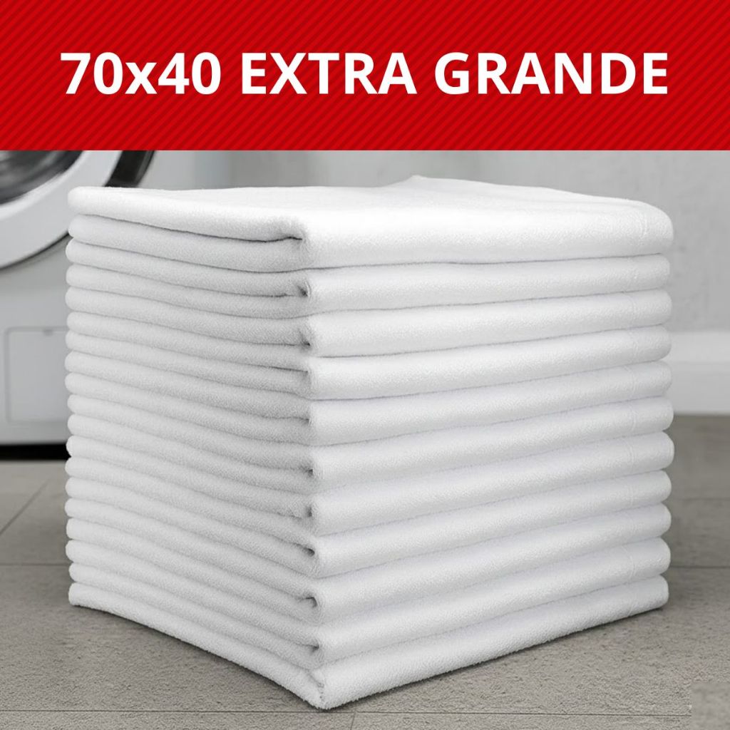 Kit De 5, 10 ou 20 Panos De Chão Branco Para Limpeza Grande Grosso Saco Duplo Algodão 70X40