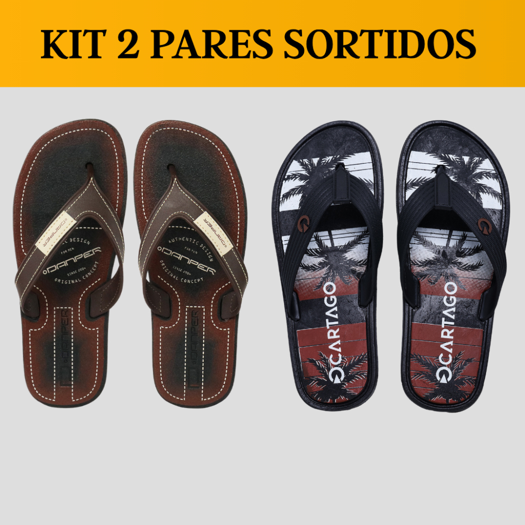 Kit 2 Chinelo Adulto Masculino Sandália Power Ortopédica Antiderrapante Confortável