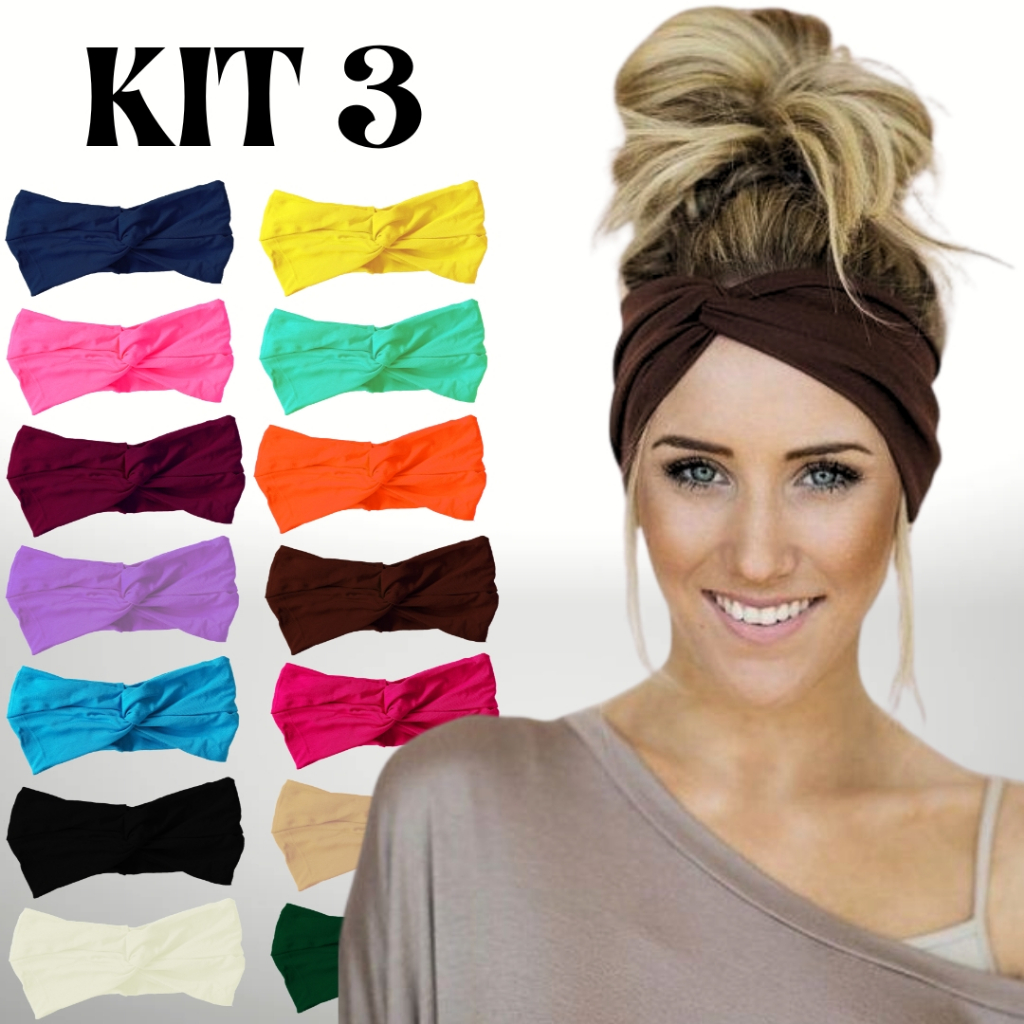 Faixa Turbante Kit 3 Tiara Acessório para Cabelo Confortável Estética Cozinheira Confeiteira