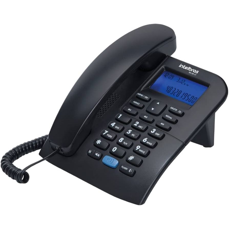 Telefone Fixo Com Fio Intelbras TC 60 ID Com Bina Identificador de Chamadas Viva Voz
