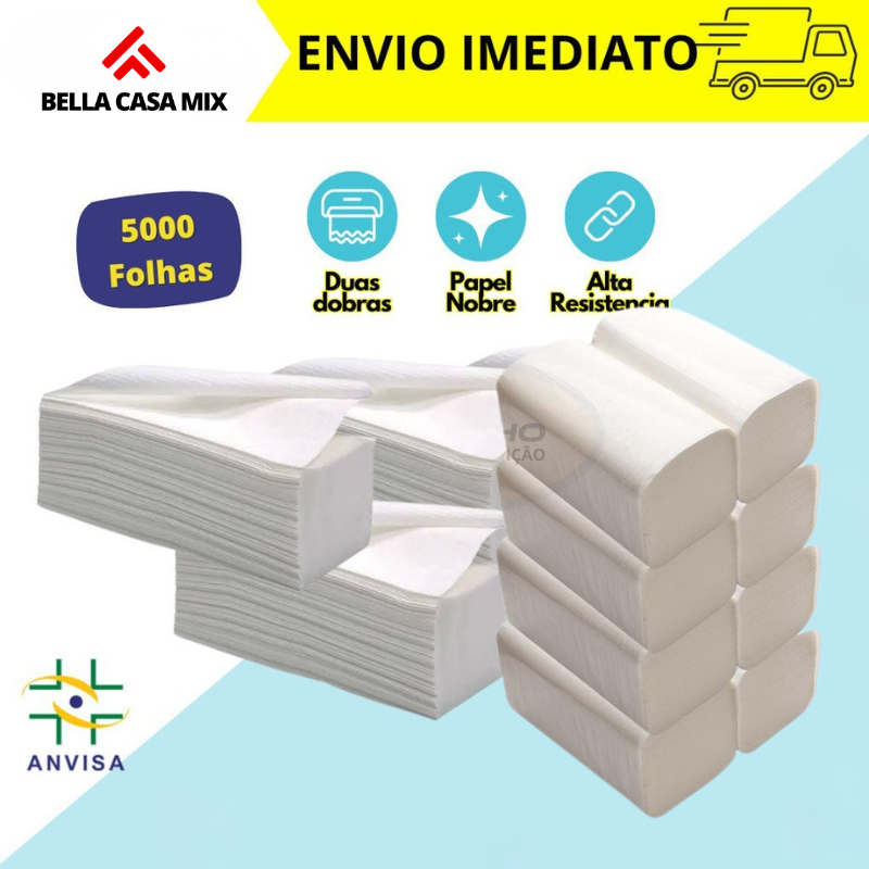 Papel Toalha Interfolhado 1.000 folhas Para Secar As Maos 20cm x 20cm Branco Banheiro