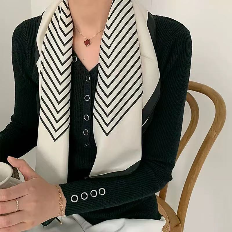 Lenços Estampa Quadrado Grande Cetim Seda Elegante Primavera 90x90 Lenços da Moda cachecol Cetim Cabeça Pescoço