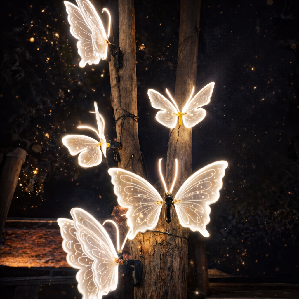 Borboleta Led 40/60cm Com Movimento Festas Decoração Natal Prova D'água Bivolt