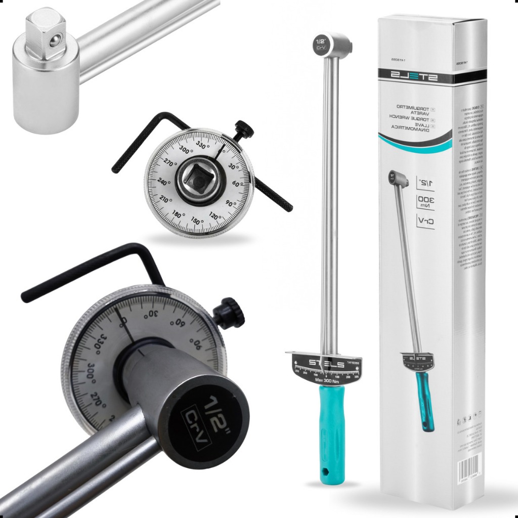 Conjunto Torquímetro 1/2 300nm E Medidor De Ângulo 360 Graus Prateado PRofessional