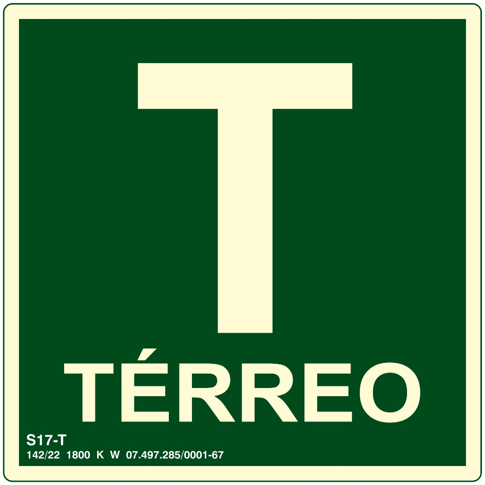Placa de Sinalização Fotoluminescente Andar Térreo S17