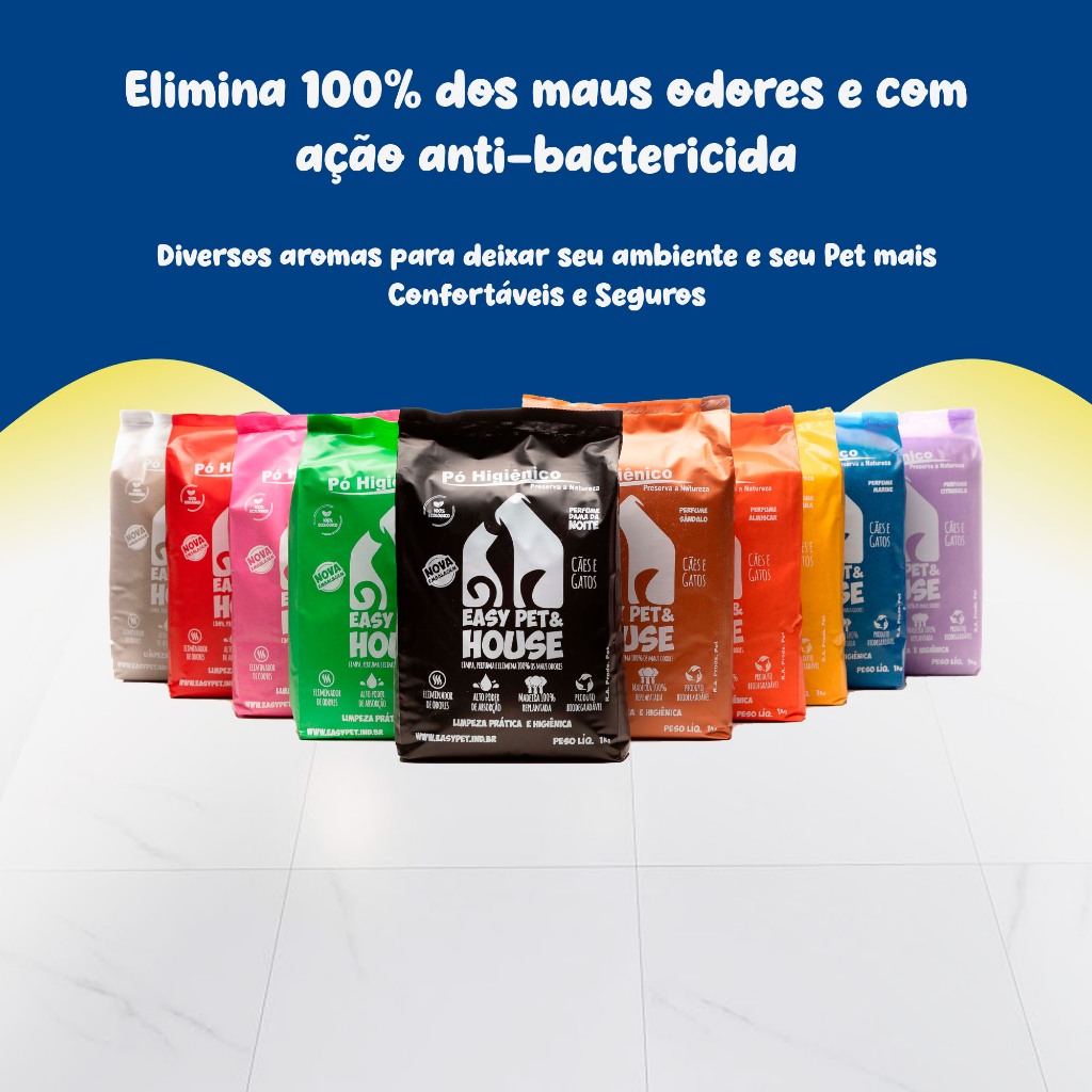 Pó Higiênico Eliminador de Odores para Cachorro e Gato 1kg - Easy Pet & House - Fragâncias