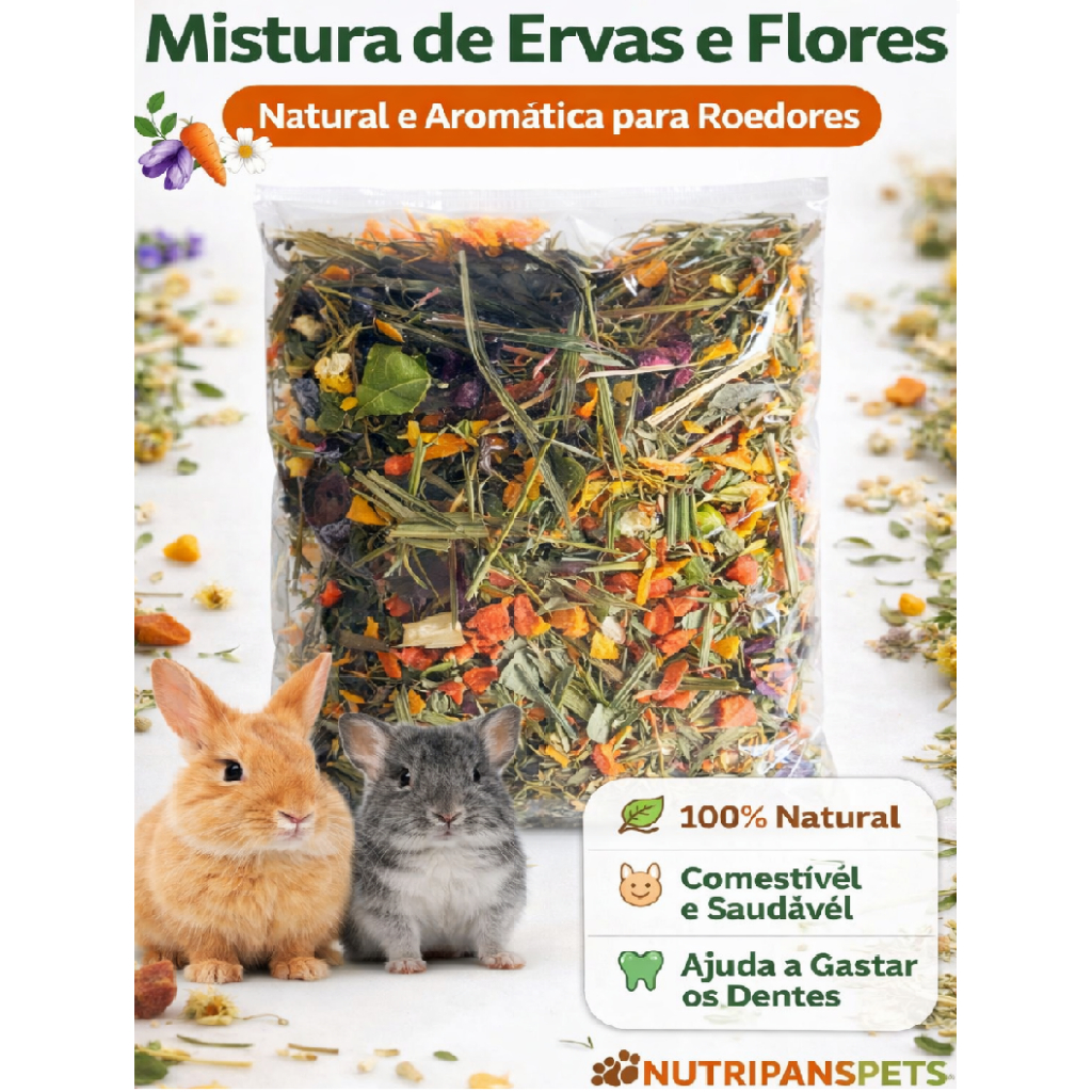 Mix Natural de Flores e Ervas para Roedores e Hamster – Twiste | NutripansPets