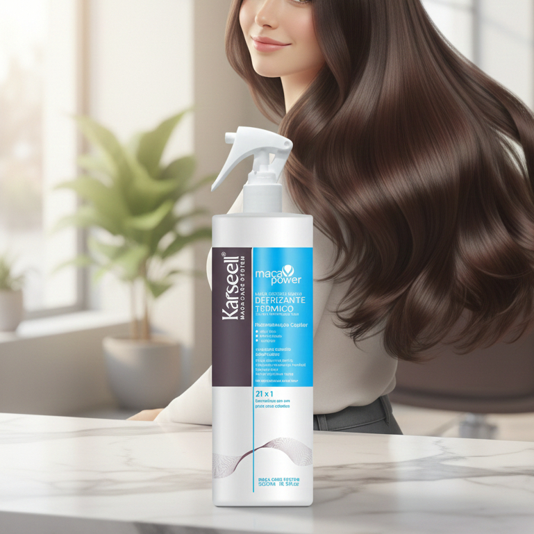Defrizante Térmico Maca Power 500ml | Proteção Térmica, Anti Frizz, Brilho e Maciez