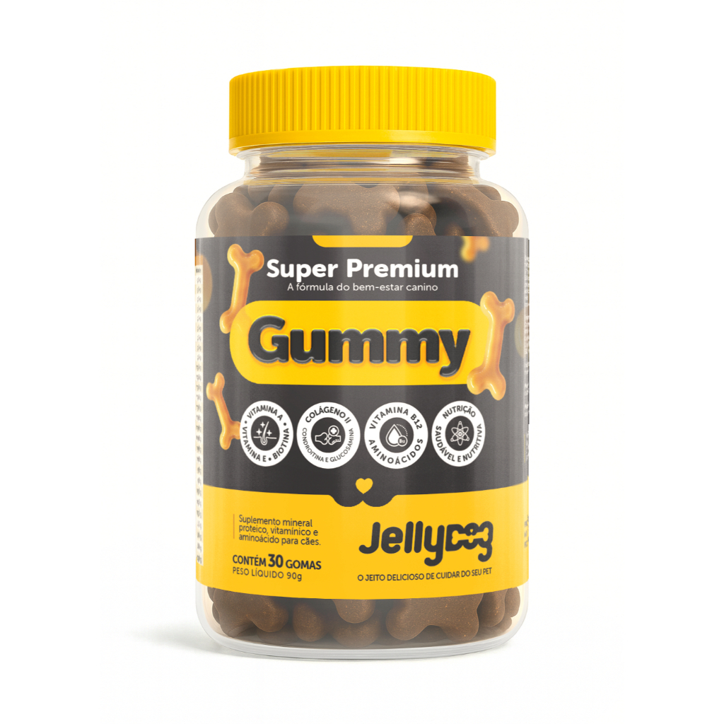 Gummy Super Premium Cães Saúde Articular, Imunidade, Dentária, Digestiva e Redução da Queda de Pelo