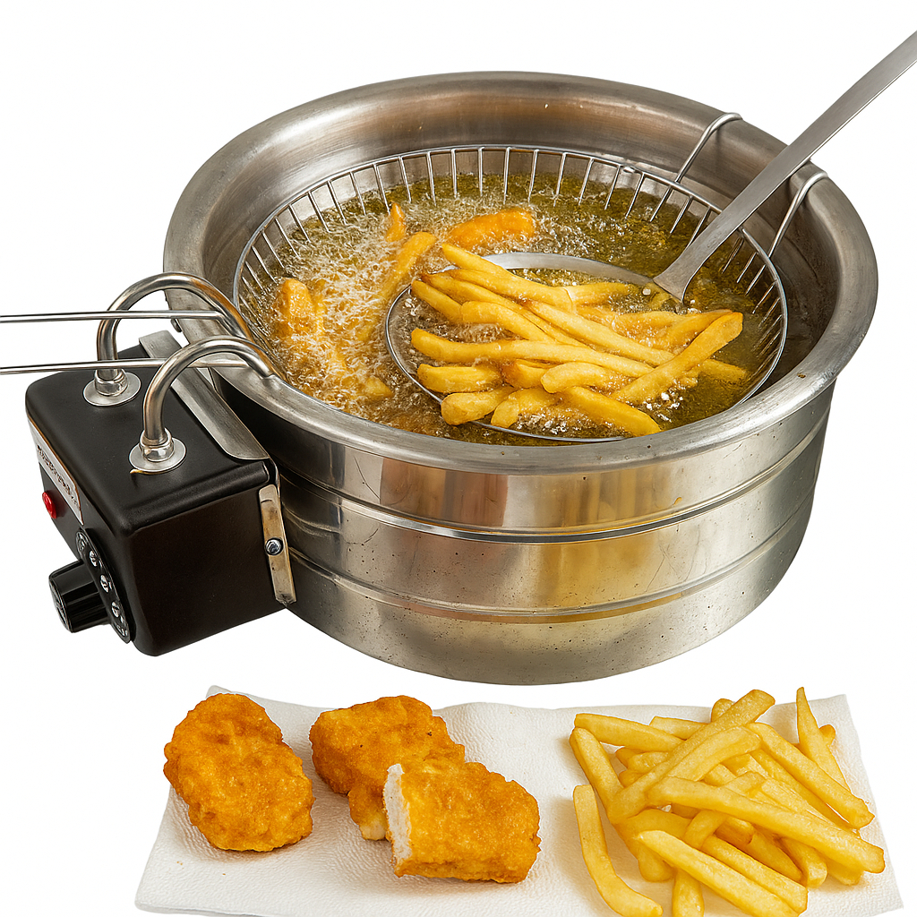 Fritadeira Elétrica em inox tacho 5 litros profissional em inox souzza shop para fritura de pastel batata salgado