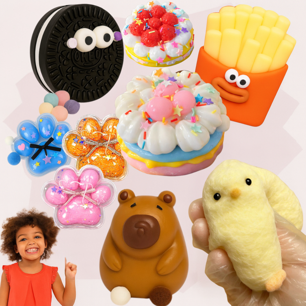 Kit com 1, 2 ,3 ou 4 Taba Squishy de Apertar Bolacha Sensorial Antistress Brinquedo Alivio Estresse