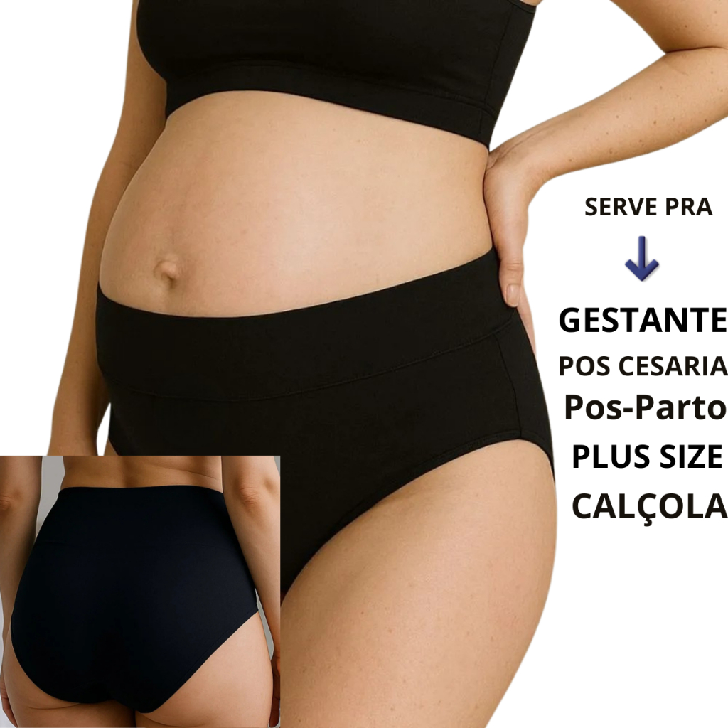 Kit Calcinha Cintura Alta Pós Parto Gestante Lingerie Feminina Forro 100% Algodão