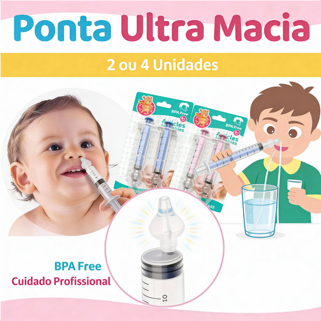 Kit seringa lavagem nasal bebê nariz entupido limpeza suave catarro bico silicone macio infantil