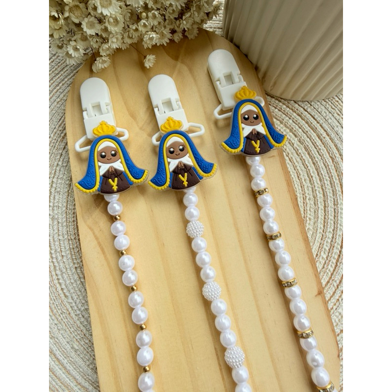 Prendedor para Batizado de Chupeta / Cordão de Bico Menina Batizado