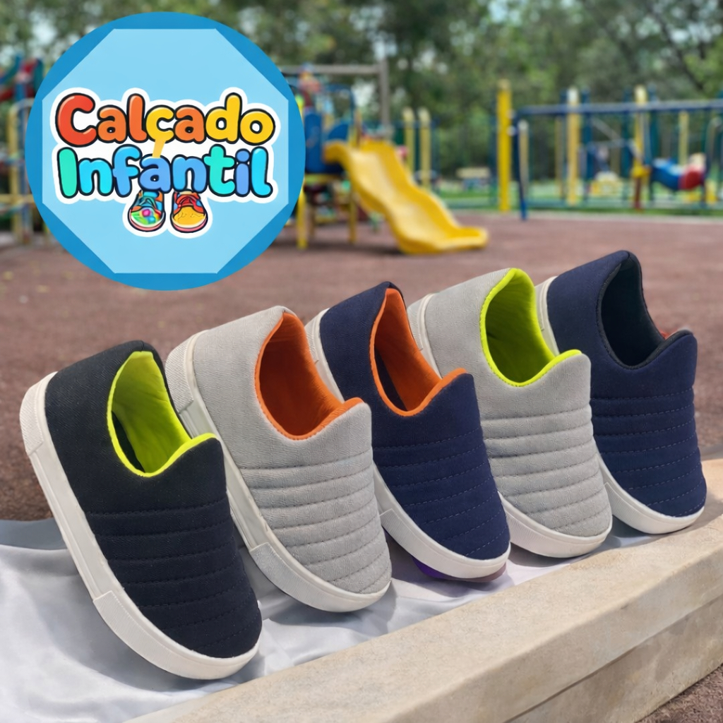 Tênis Calce Fácil Infantil casual Escolar Antiderrapante Confortável Macio  Para Meninos meninas
