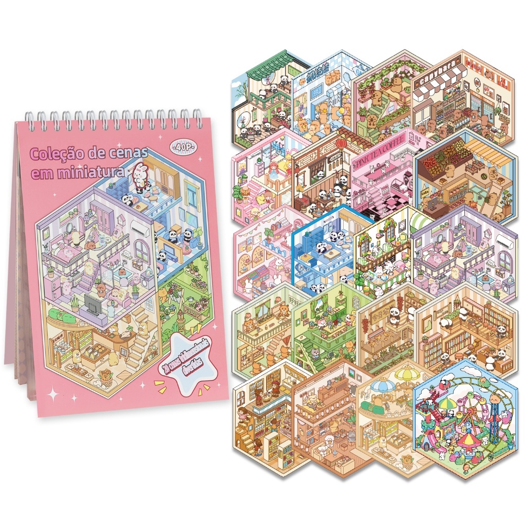 Adesivo Cenário Criar Cenas 3D de Paisagismo Kawaii Fofo DIY Scrapbooking para Crianças e Adultos Dia das Crianças Natal