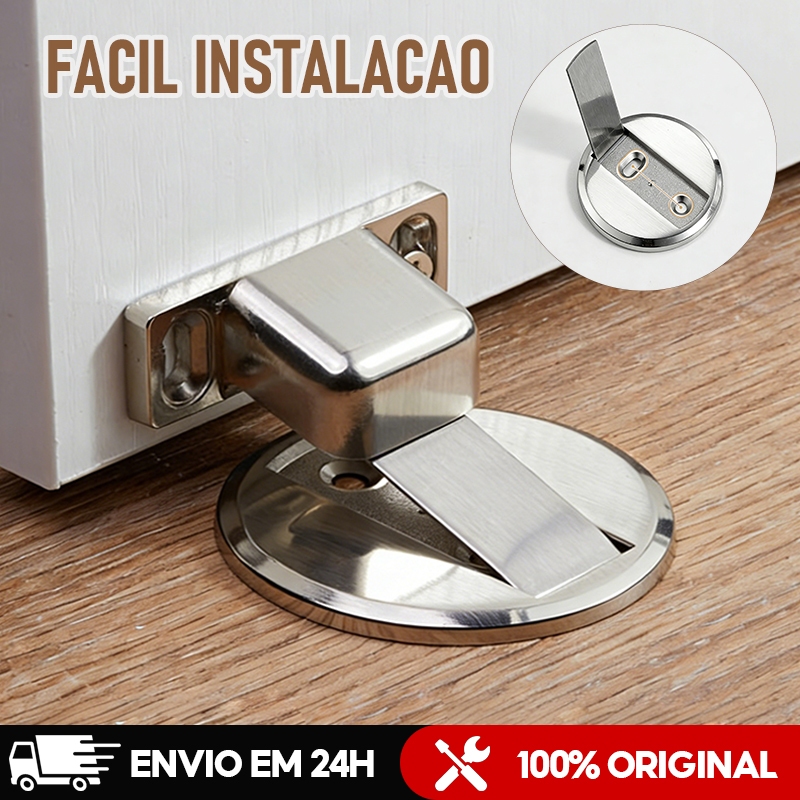 Prendedor Trava de Porta Magnético Slim Inox Cromado Atração magnética forte