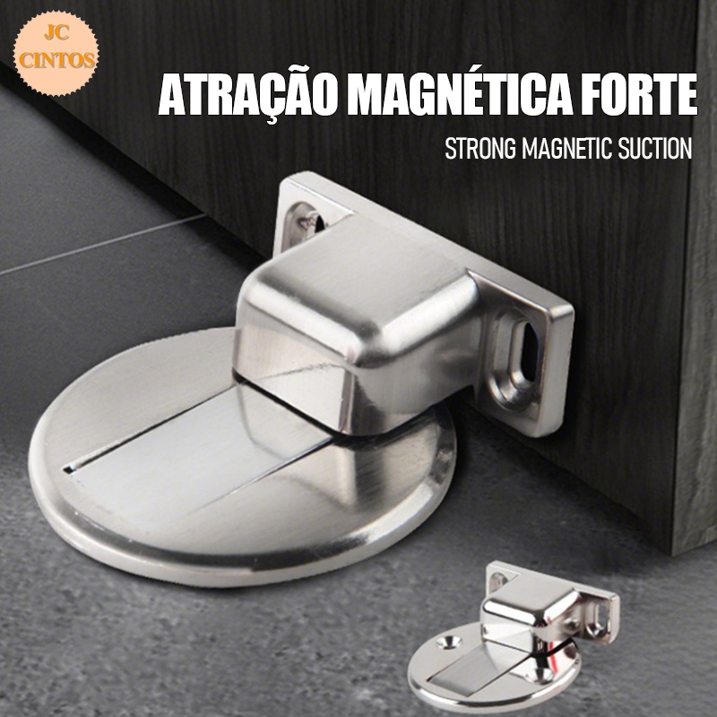 Trava Prendedor de Porta Magnético Adesivo Slim Inox Cromado