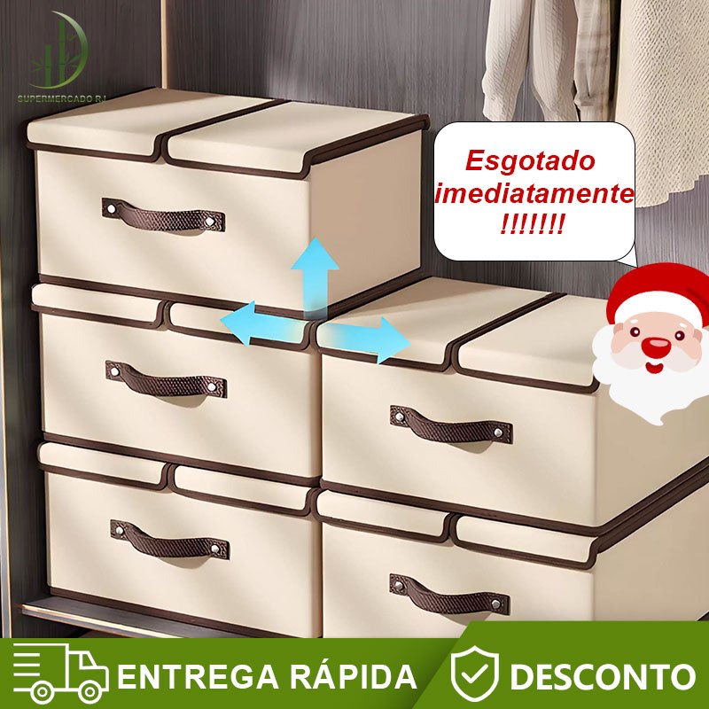 Caixa Organizador Dobrável Retrátil De Tecido TNT Roupa Objetos Brinquedos Cosmético Bom Presente