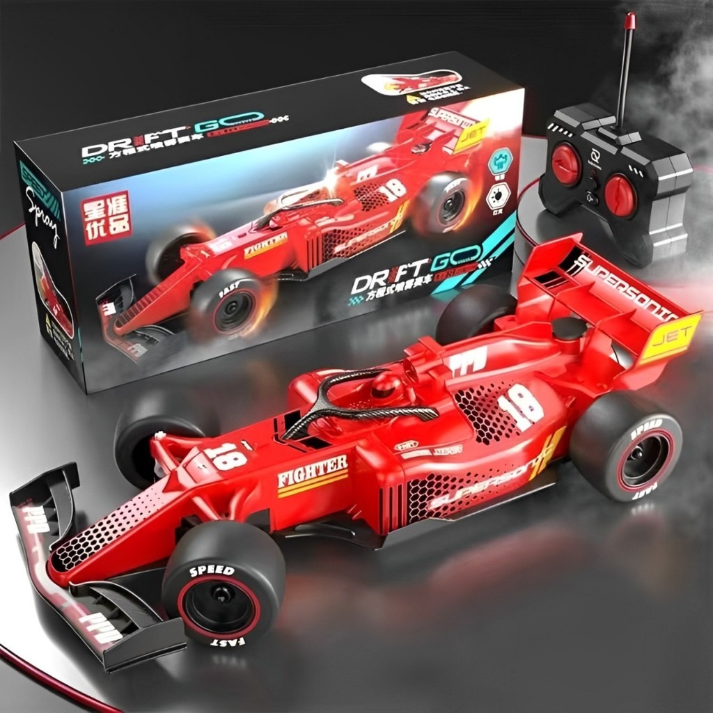 Carrinho de Controle Remoto F1 Recarregável Faz Drift Solta Fumaça Com Luz LED Carro de Alta Velocidade Para Crianças
