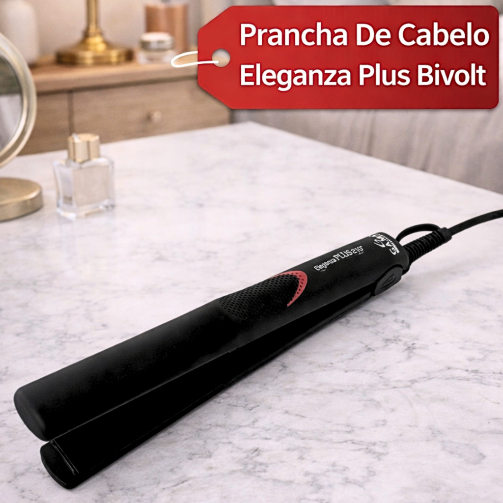 Chapinha Prancha De Cabelo Eleganza Plus Bivolt 110/220V Preta Gama