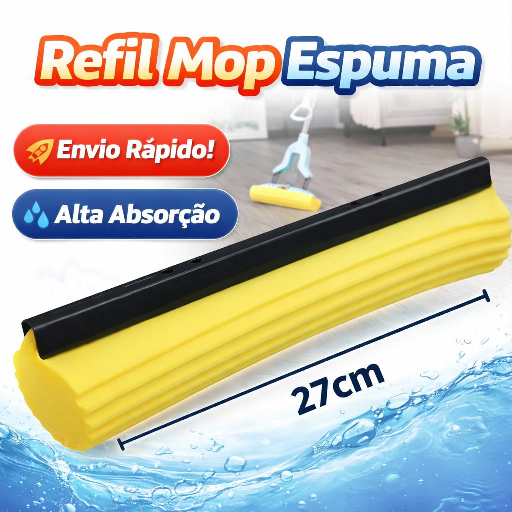 Refil Para Mop Rodo Mágico Espuma Premium Limpeza Eficiente Qualidade Esfregão Alta Absorção