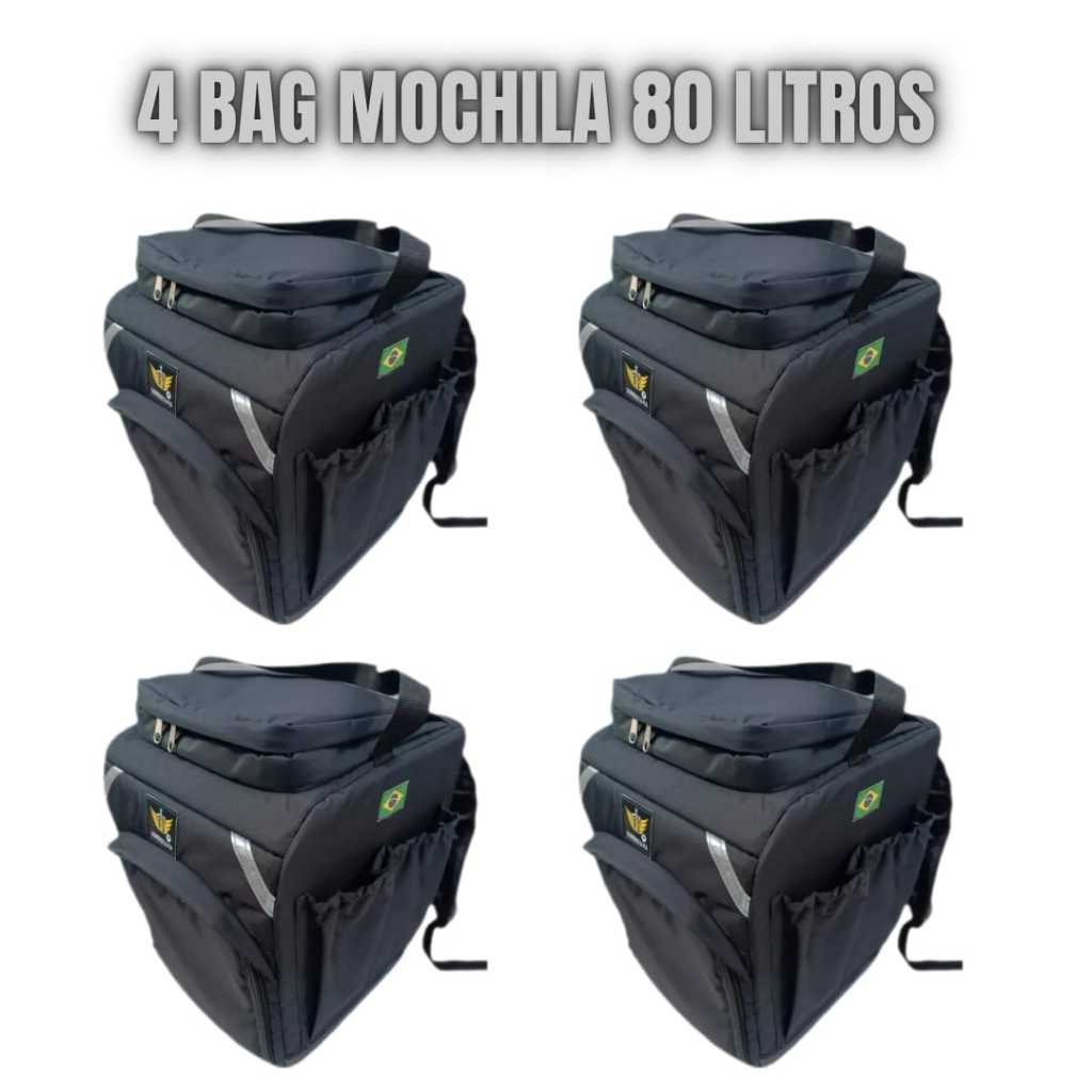 04 BAG MOCHILA PRETA 80 LITROS + CAPINHA DE CHUVA