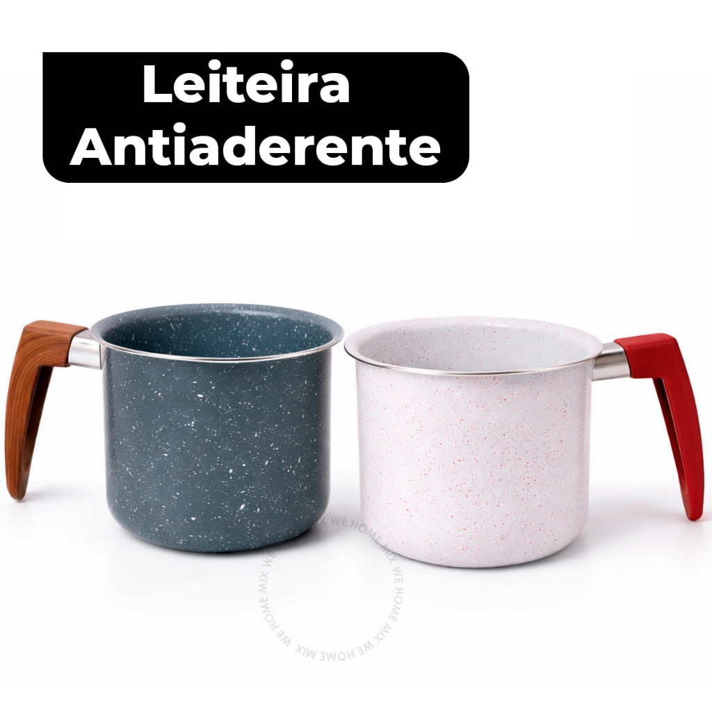 Leiteiras Antiaderente Indução Branco ou Cinza Granito Alumínio Fundido Cerâmico Canecão 1,7L