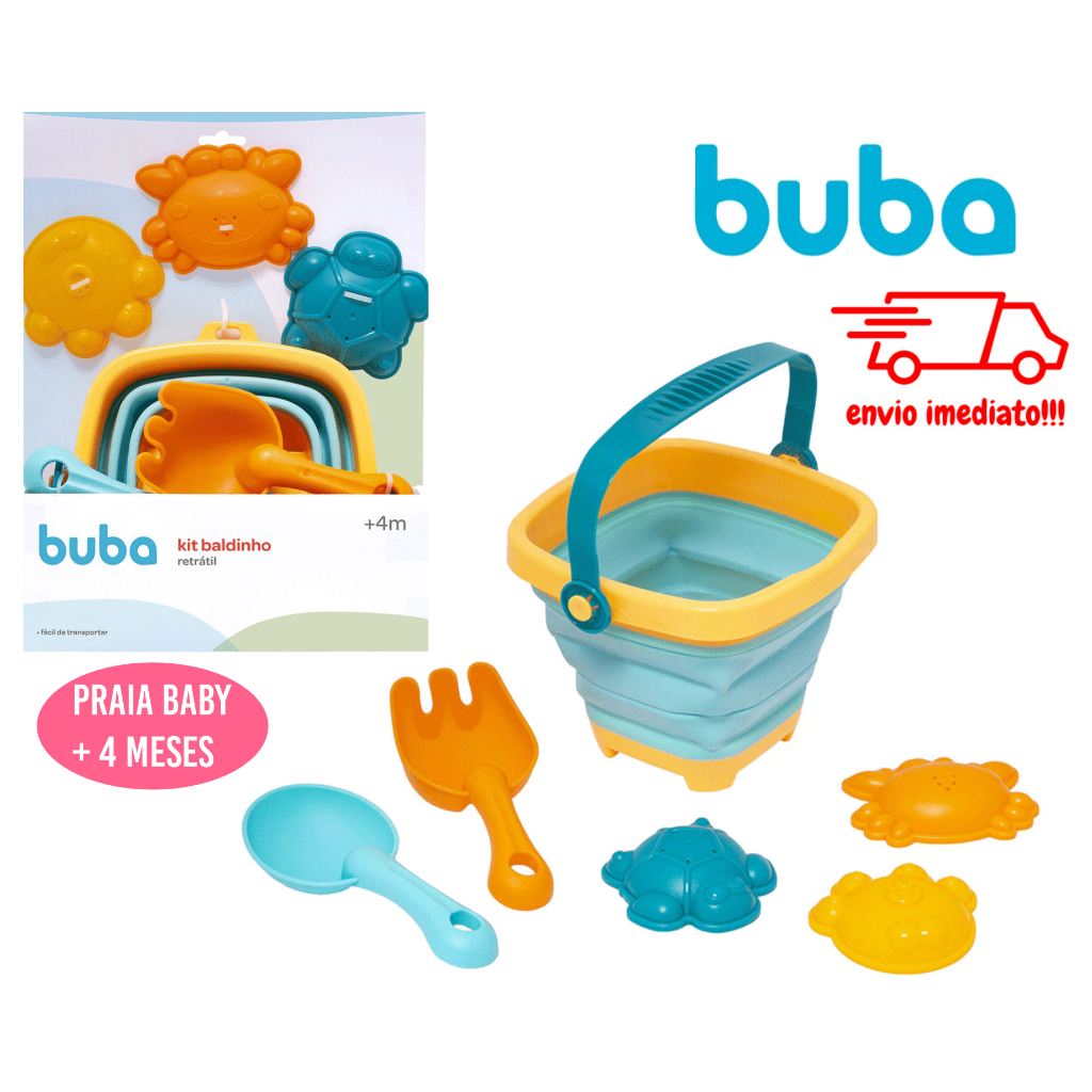Kit Baldinho de Praia Retrátil de SILICONE Premium para Criança / Bebê 6 Peças