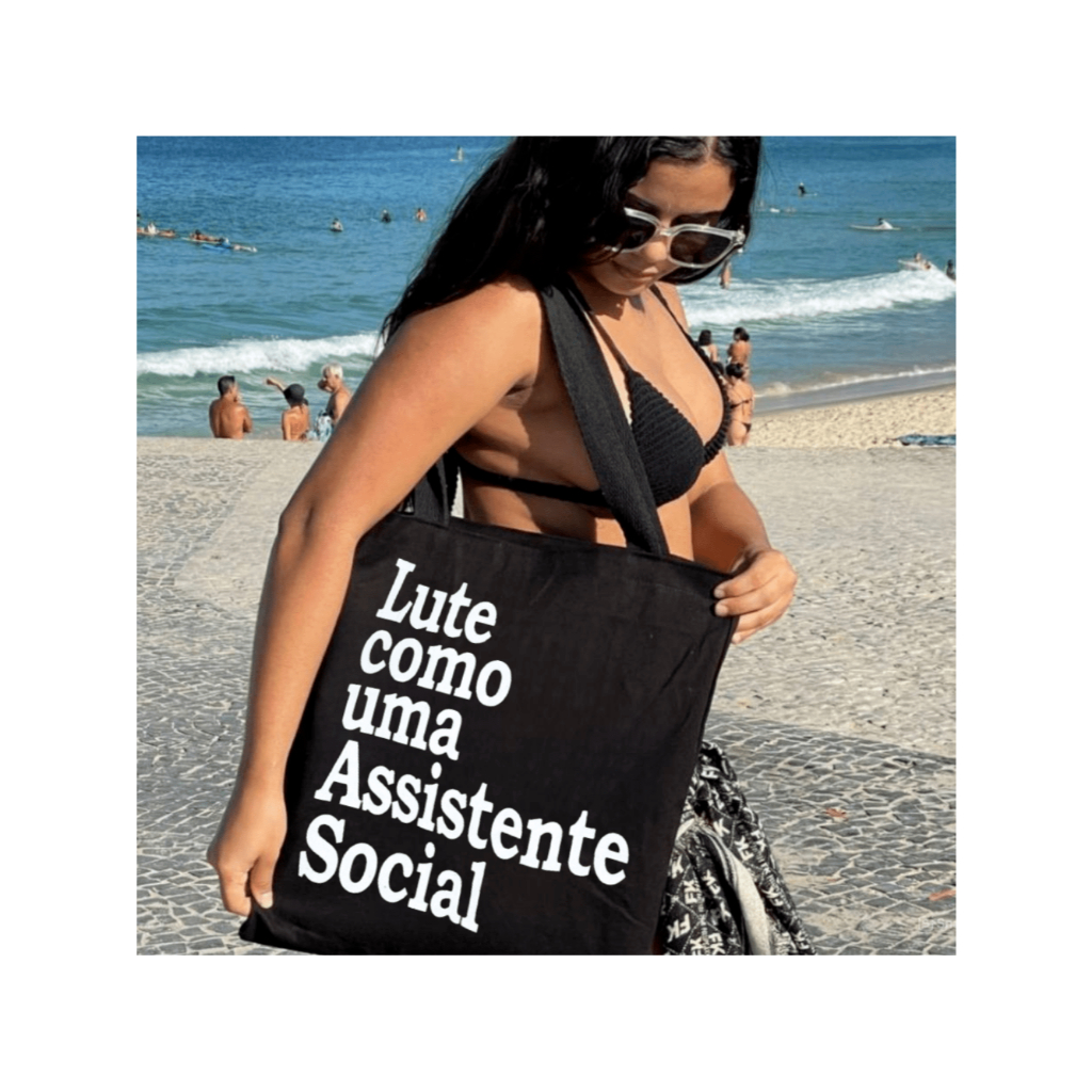 Bolsa Ecobag 100% algodão Black LUTE COMO ASSISTENTE SOCIAL