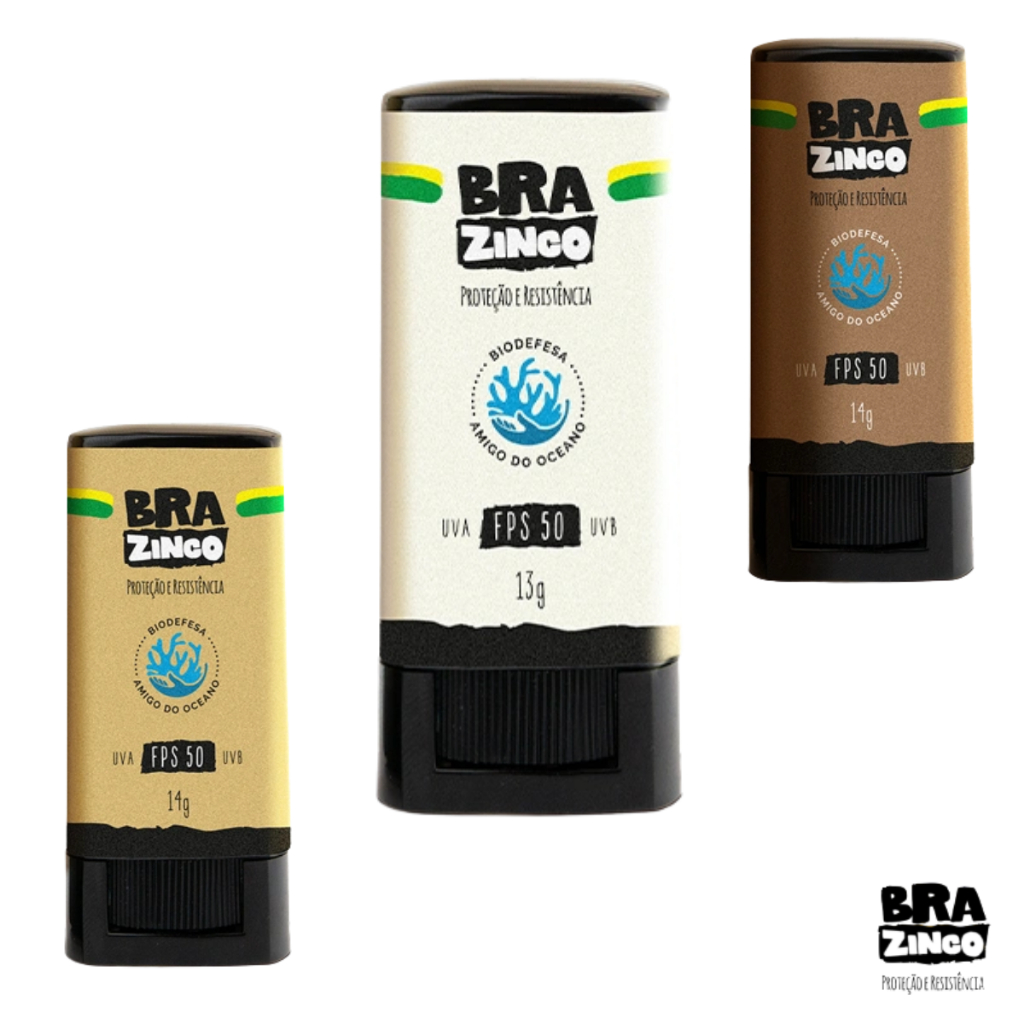 Protetor Solar Facial Bastão Brazinco Fps 50 Uva Uvb - Vegano Sem Perfume Não Escorre Hipoalergênico Praia Piscina