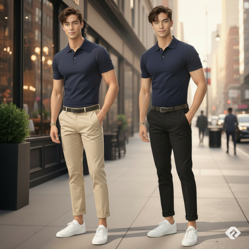 Kit 2 Calça Sarja Masculina Alfaiataria Esporte Fino Social Casual com Bolso Confortável