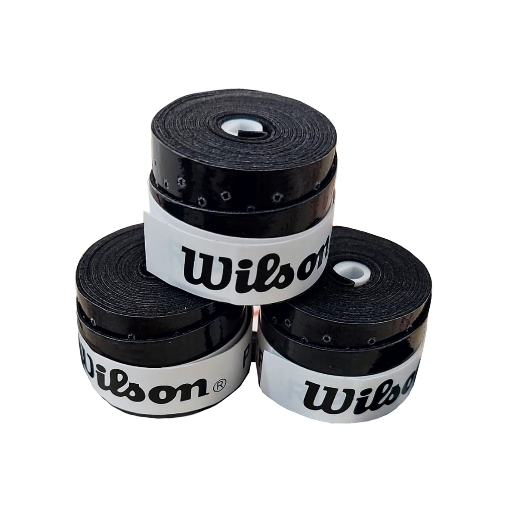 Kit 3 Overgrip Wilson Pegajoso Perfurado Grip Para Raquete Tennis, Beach Tênis, Squash - Preto