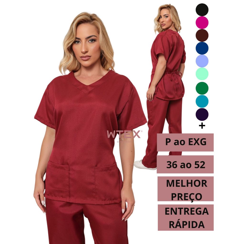 CONJUNTO SCRUB PLUS SIZE PIJAMA Privativo Kit Hospitalar Uniforme Cirurgico Unisex Oxford GG EXG