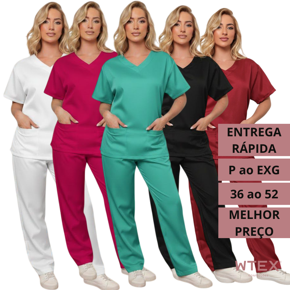 CONJUNTO SCRUB Oxford Profissional Pijama Hospitalar Cirurgico Feminino