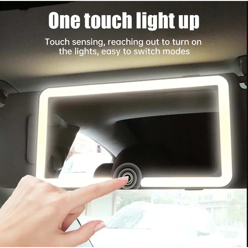 Espelho LED Para Quebra Sol De Carro Com 3 Modos de Led Recarregável Touch Luz Branco Quente Frio