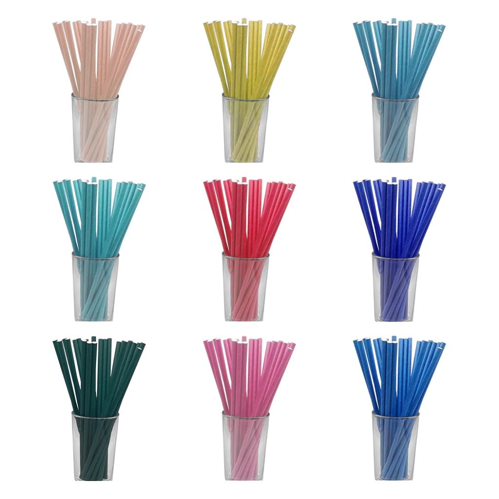 Canudos De Papel Biodegradável 6mmx20cm Modelo Liso