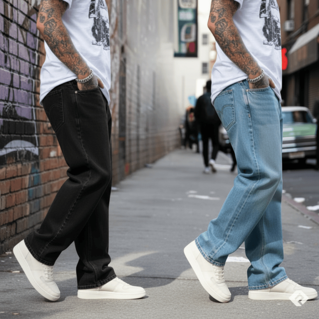 Kit 2 Calça Denim Baggy Masculina Balão Larga Carpenter Tecido Premium Dazzling